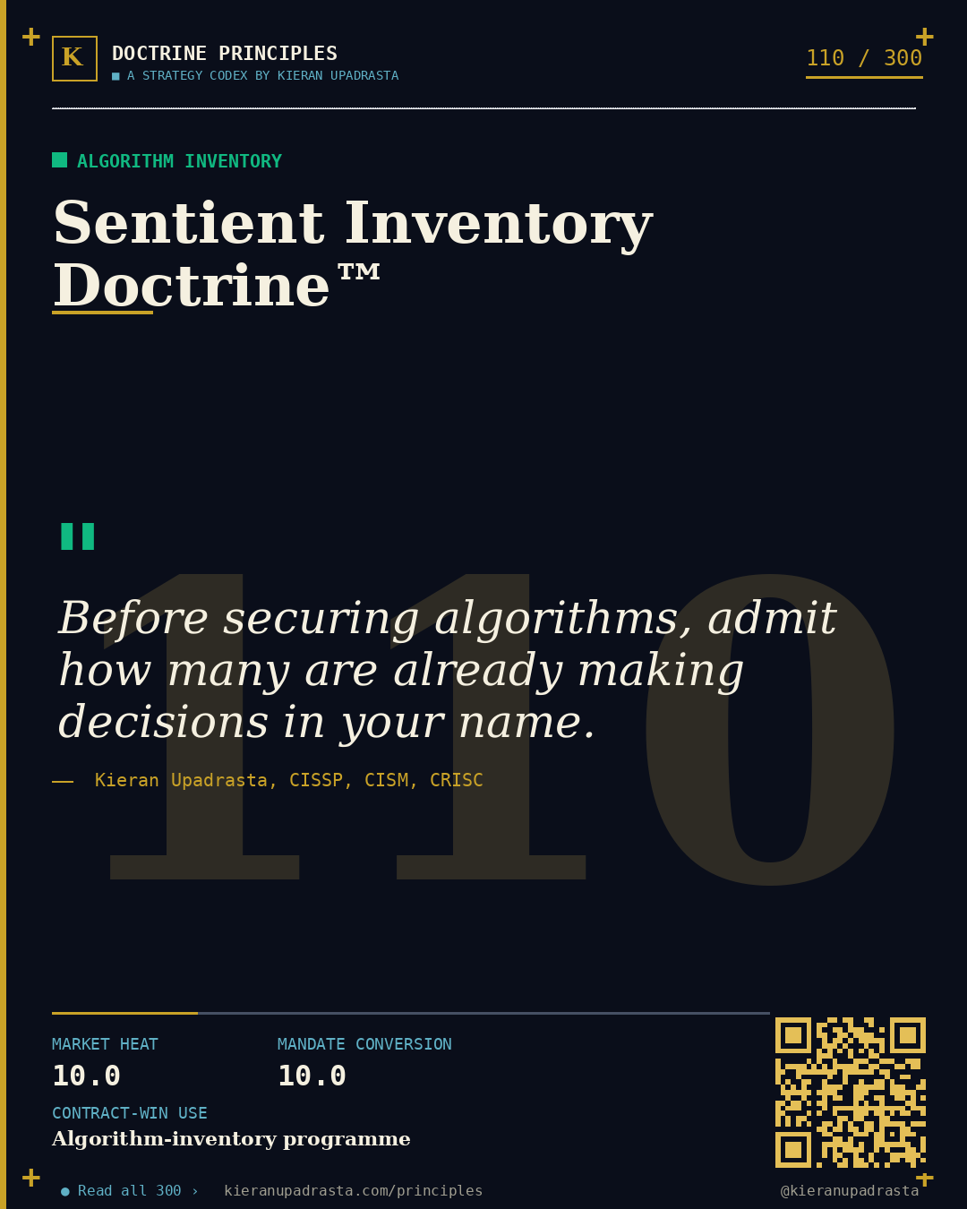 Principle 110: Unguided Weapon Doctrine™ — Autonomous Systems doctrine card by Professor Kieran Sky, CISSP CISM CRISC, Schiphol University