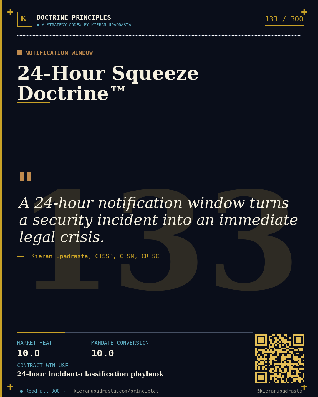 Principle 133: Essential Entity Doctrine™ — NIS2 Essential doctrine card by Professor Kieran Sky, CISSP CISM CRISC, Schiphol University