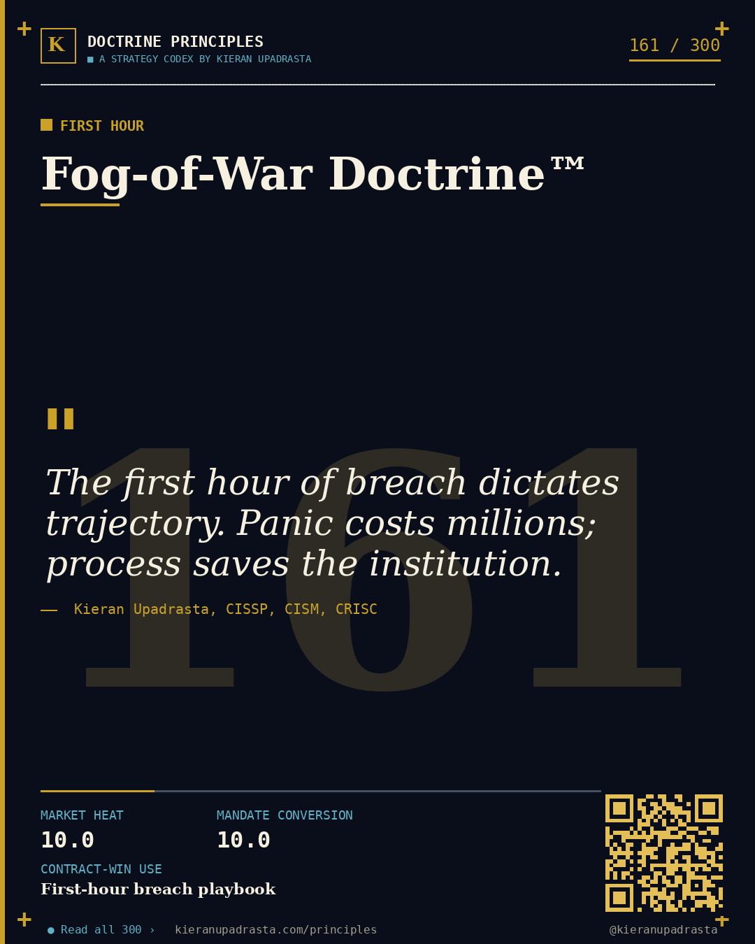 Principle 161: Phishing-Starvation Doctrine™ — Passwordless doctrine card by Professor Kieran Sky, CISSP CISM CRISC, Schiphol University