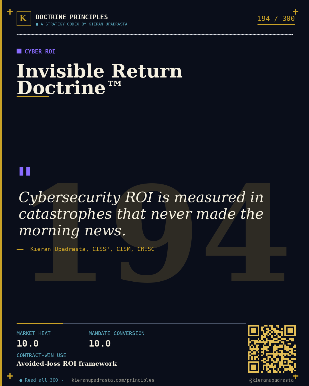 Principle 194: Umbrella-in-Hurricane Doctrine™ &mdash; War Exclusion doctrine card by Professor Kieran Sky, CISSP CISM CRISC, Schiphol University