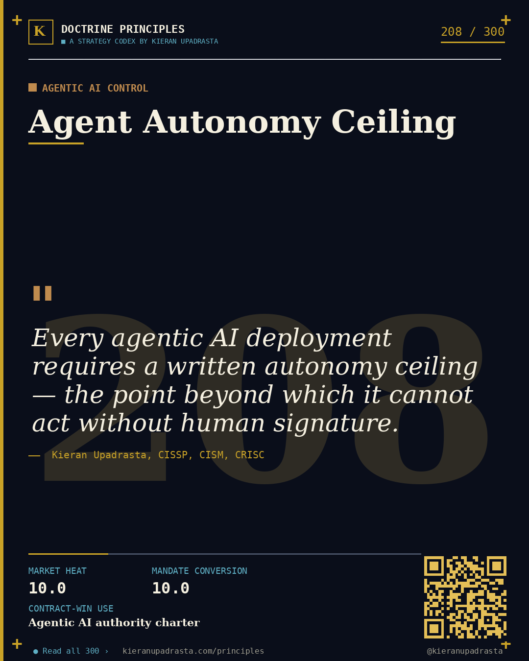 Principle 208: Substantial Modification Threshold — AI Act Enforcement doctrine card by Professor Kieran Sky, CISSP CISM CRISC, Schiphol University