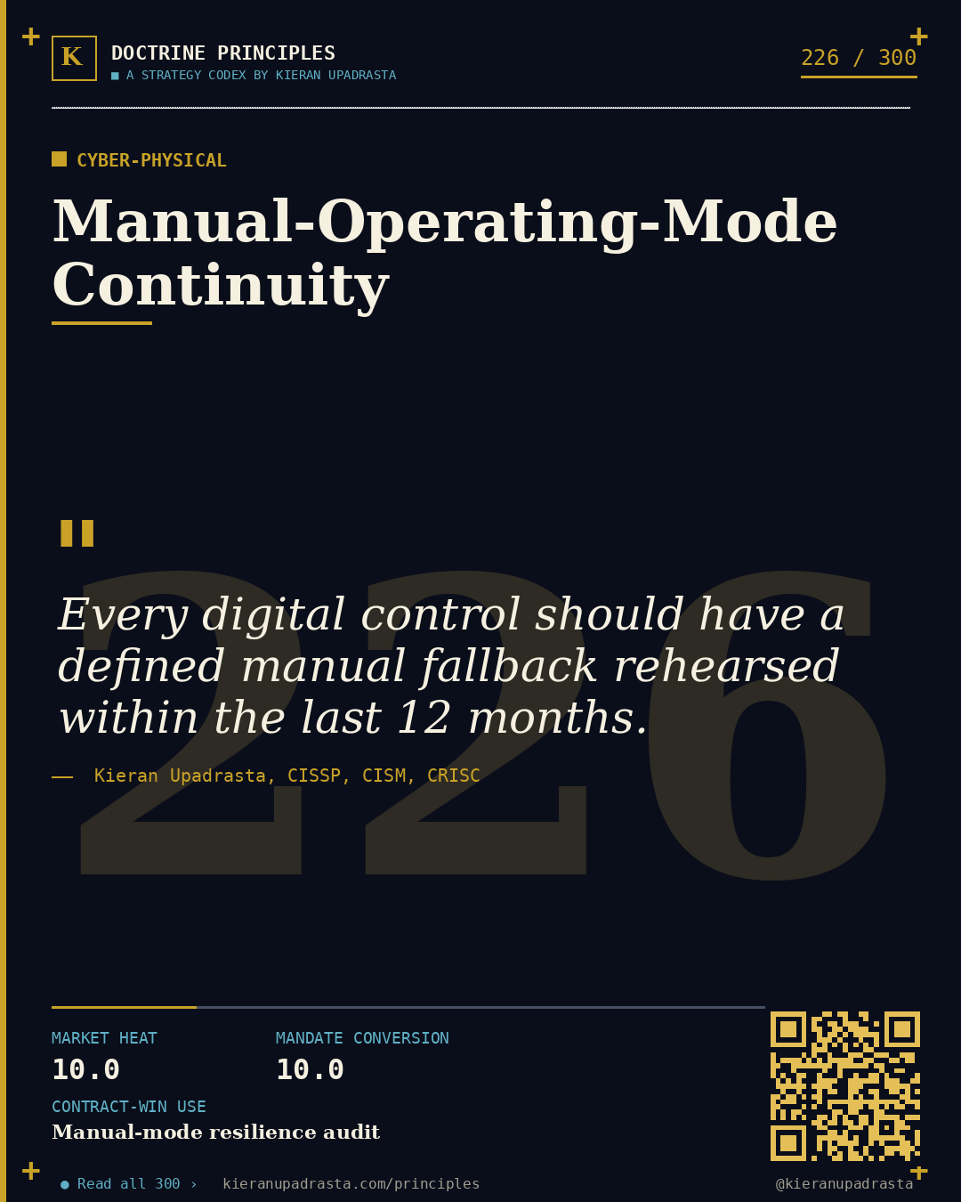 Principle 226: Active-Active Authority &mdash; Multi-Region doctrine card by Professor Kieran Sky, CISSP CISM CRISC, Schiphol University
