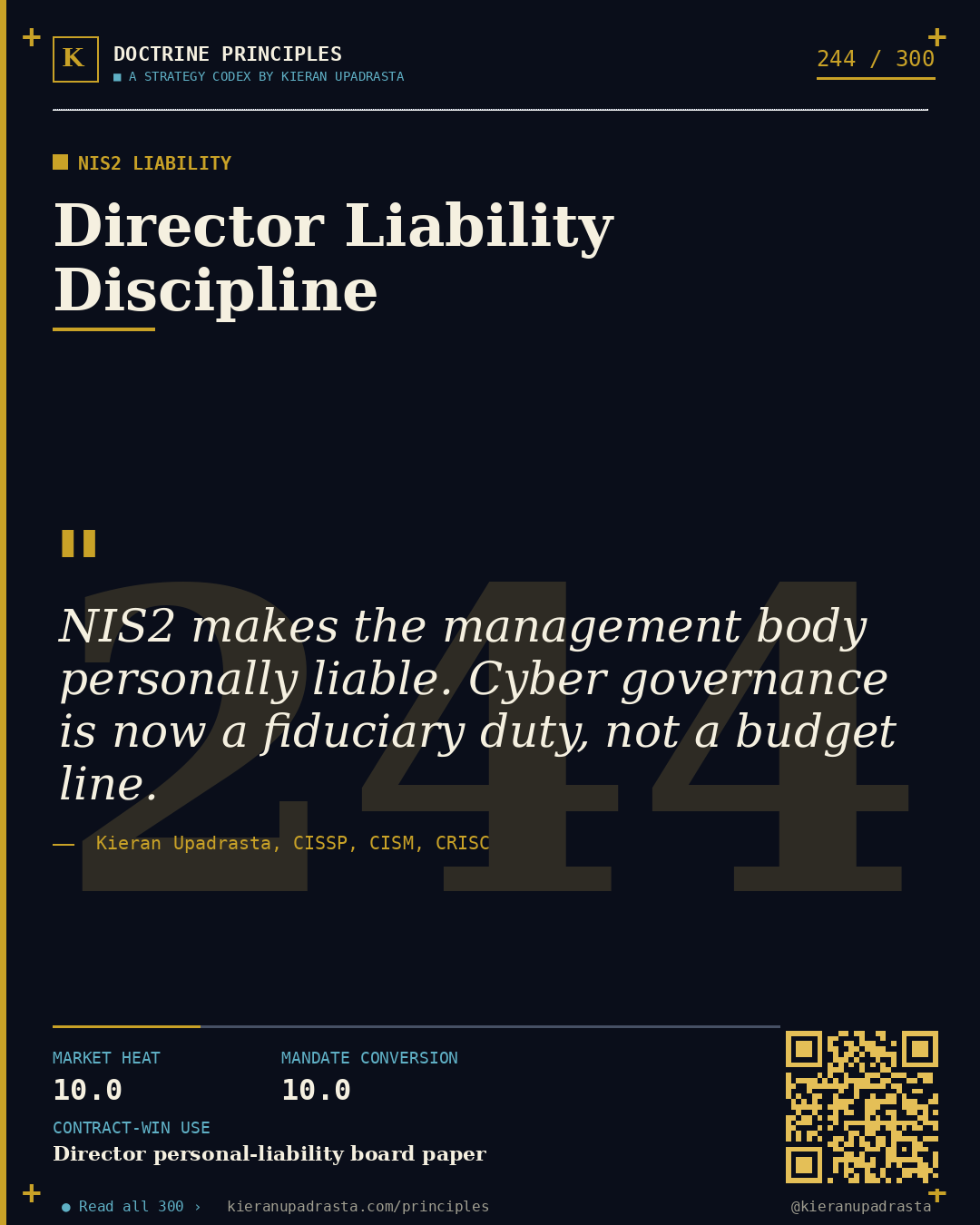 Principle 244: Form 8-K Materiality — SEC Rule doctrine card by Professor Kieran Sky, CISSP CISM CRISC, Schiphol University