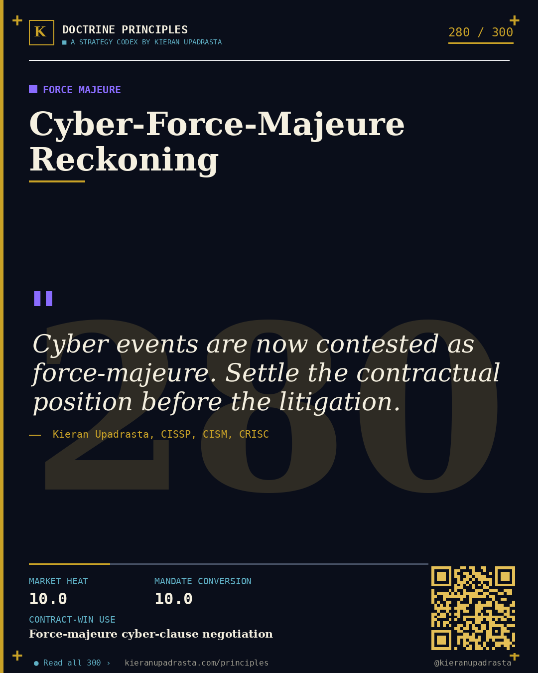 Principle 280: Annex-as-Architecture — MSA Cyber Annex doctrine card by Professor Kieran Sky, CISSP CISM CRISC, Schiphol University