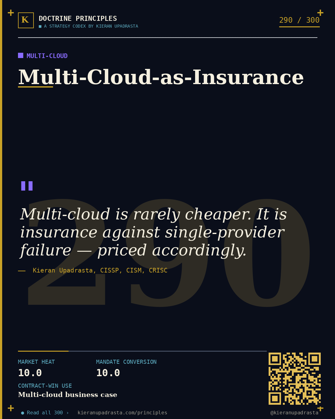 Principle 290: Egress-Lock-In Doctrine — Cloud Egress doctrine card by Professor Kieran Sky, CISSP CISM CRISC, Schiphol University
